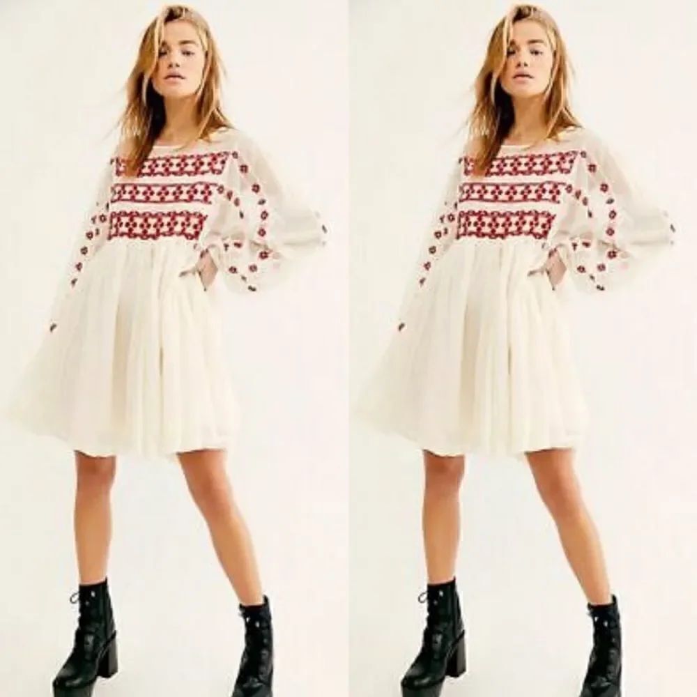 FREE PEOPLE Need Me Embroidered Mini Dress